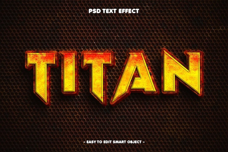 Gratis PSD titan tekst effekt på rusten baggrund