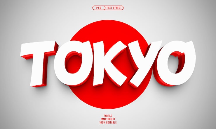Gratis PSD tokyo 3d redigerbar texteffekt
