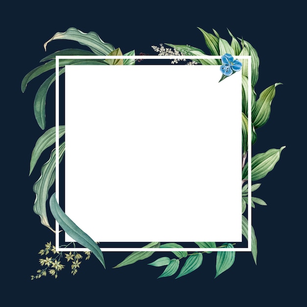 Gratis PSD tom ramme med design av grønne blader