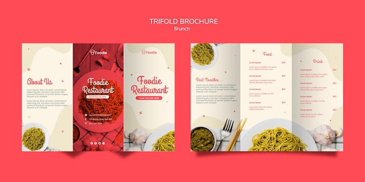 Gratis PSD tre-delt brosjyremal for restaurant