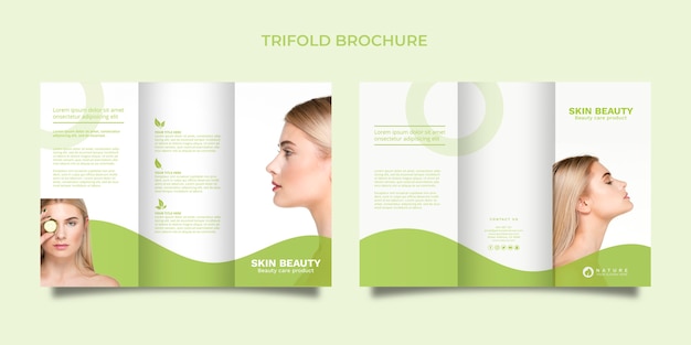 Gratis PSD trifold brosjyremal med skjønnhetskonsept