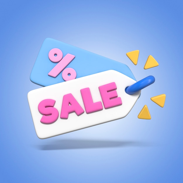 Gratis PSD udsalgs tag 3d rendering