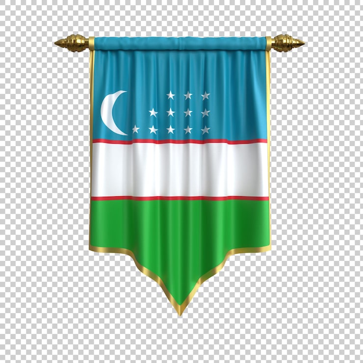 Gratis PSD usbekistans nationalflag banner med gyldne spir
