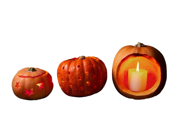 Gratis PSD utsikt over skummelt halloween-gresskar
