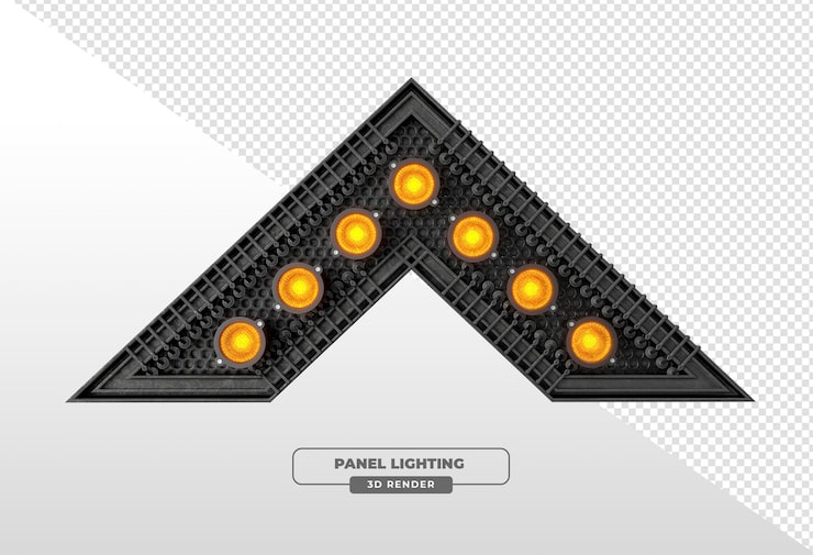 Gratis PSD v-formet belysningspanel med par spotlights 3d-gengivelse