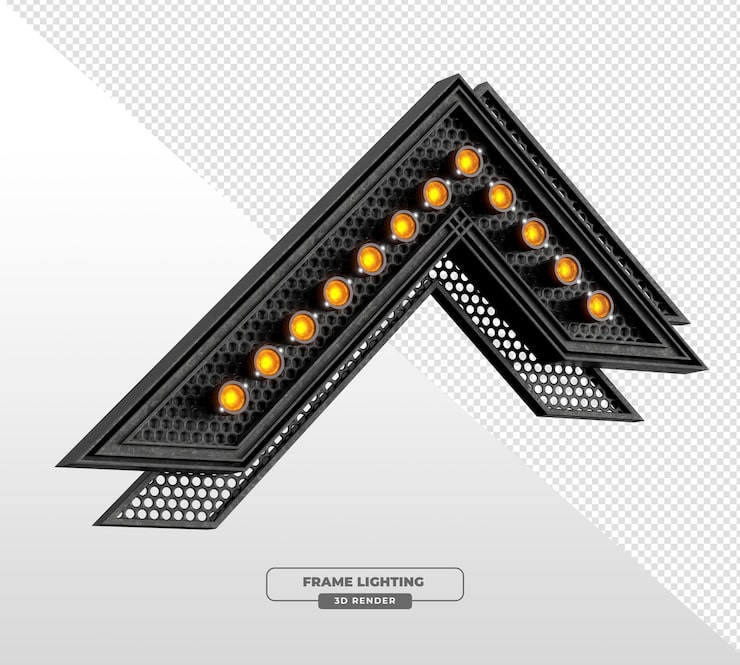 Gratis PSD v-formet led-spotlightramme med meshnet 3d-gengivelse