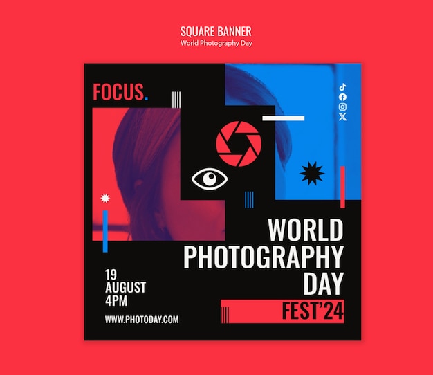 Gratis PSD världsfotografidagen designmall