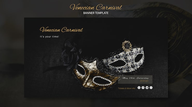 Gratis PSD venedig karneval med maskebanner