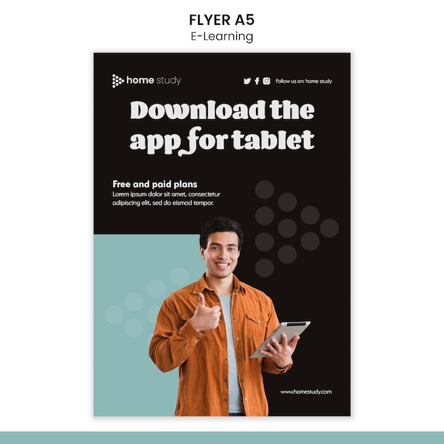 Gratis PSD vertikal flyer-mal for e-læring