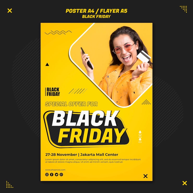 Gratis PSD vertikal flyer til black friday-udsalg