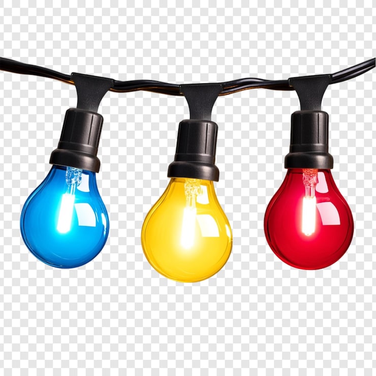 Gratis PSD vibrerende farvede lyskæder illuminerede pærer festlig dekoration