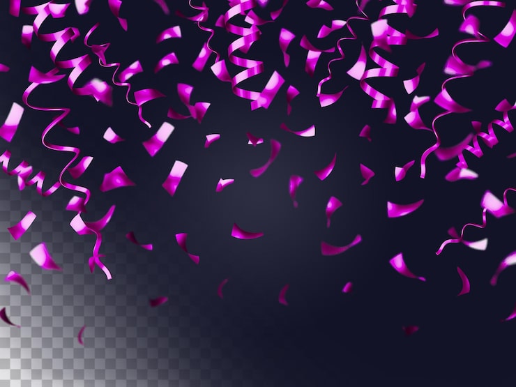 Gratis PSD violet konfetti til dekorationer isoleret 3d gengivelse
