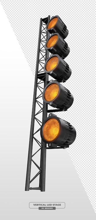 Gratis PSD vippet scene truss med gule spots i 3d-gengivelse