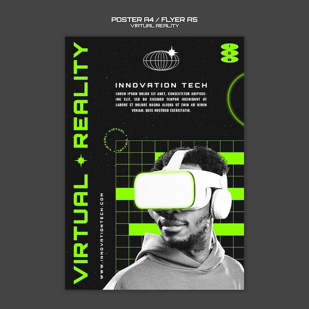 Gratis PSD virtual reality-poster mal