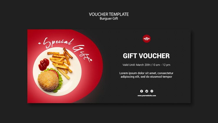 Gratis PSD voucher skabelon til burgerrestaurant