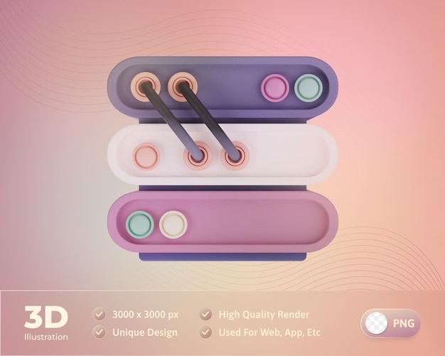 Gratis PSD webdesign ikon server web 3d illustrasjon