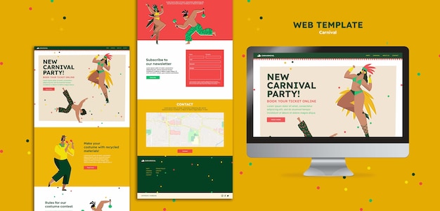 Gratis PSD webkarnevalmal i flat design