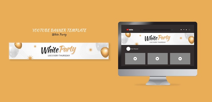 Gratis PSD white party youtube banner skabelon