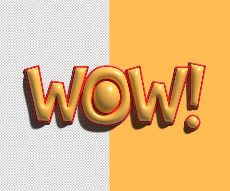Gratis PSD wow! kalligrafisk 3d illustration design transparent psd fil