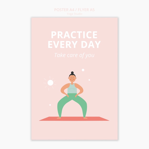 Gratis PSD yoga studio-mal med flatt design