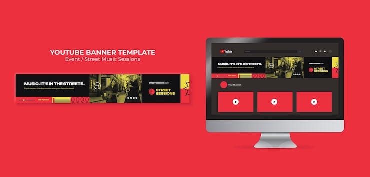 Gratis PSD youtube-banner för gatumusiksessions