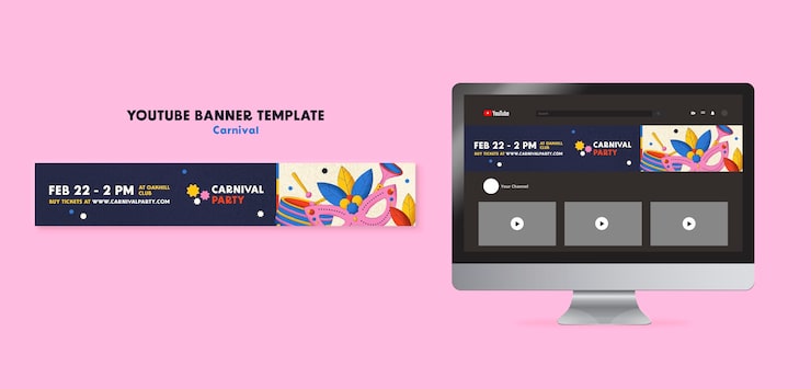 Gratis PSD youtube-banner för karnevalsunderhållning, mall