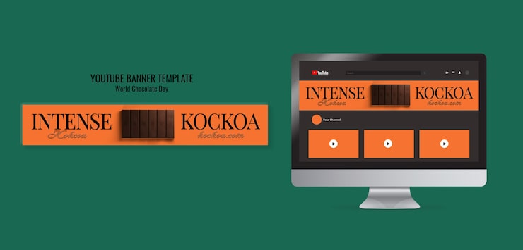Gratis PSD youtube-banner til fejring af world chocolate day