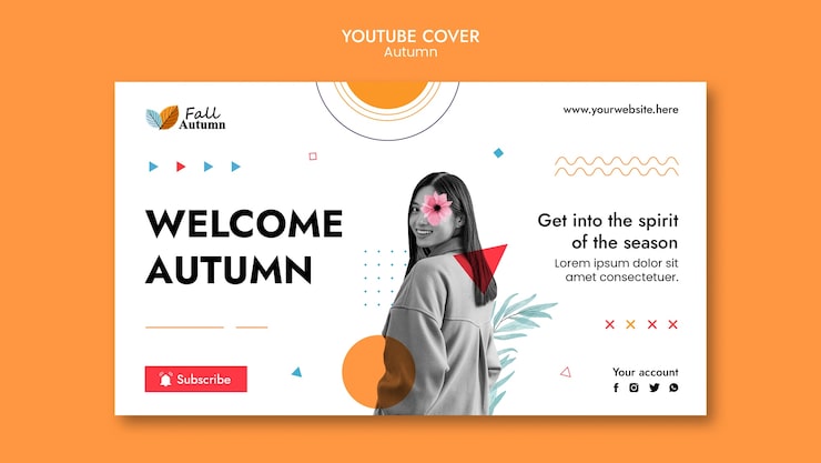 Gratis PSD youtube cover skabelon til efterårssæsonen