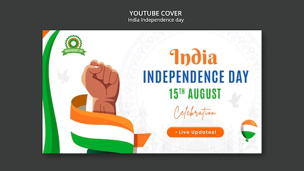 Gratis PSD youtube-cover til indiens uafhængighedsdag