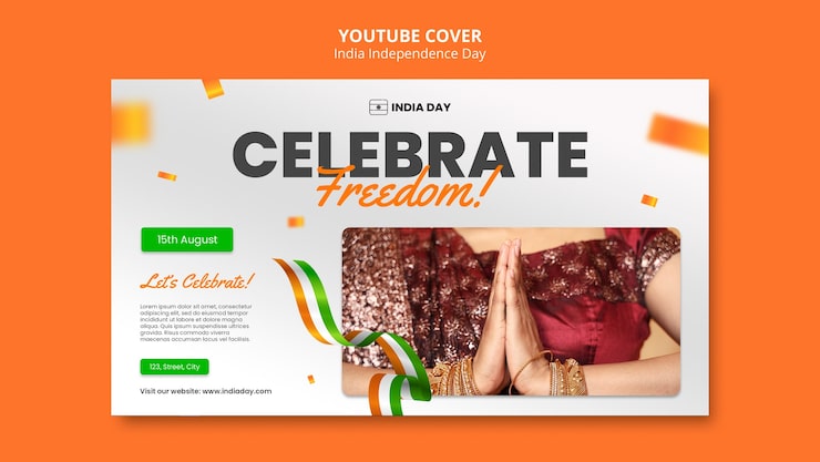 Gratis PSD youtube-cover til indiens uafhængighedsdag