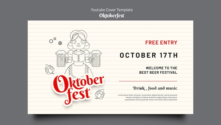 Gratis PSD youtube-omslagsmall för oktoberfestfirande