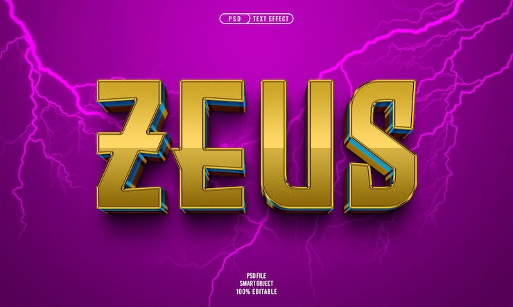 Gratis PSD zeus 3d redigerbar teksteffekt