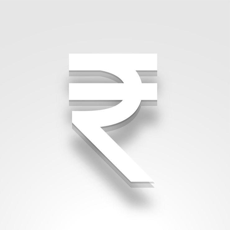 Gratis Vektor 3d stil indisk valuta rupee tegn på hvid baggrund design