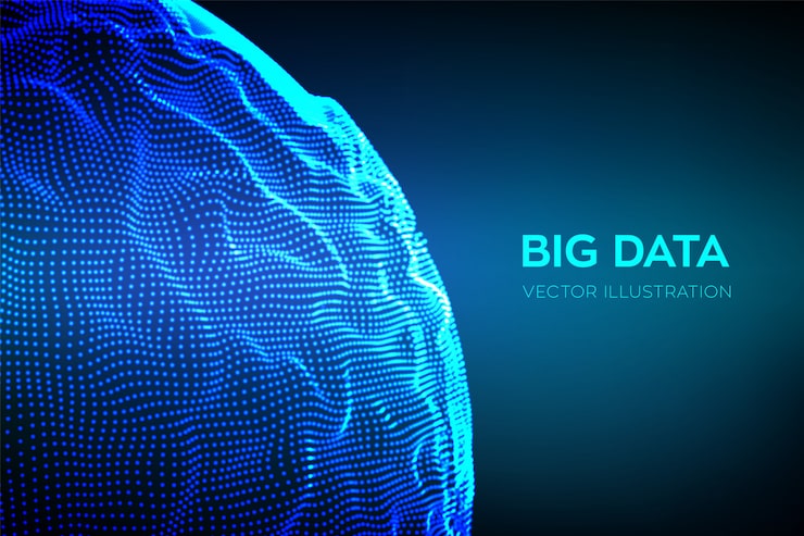 Gratis Vektor abstrakt bigdata science baggrund. sfære gitter bølge.