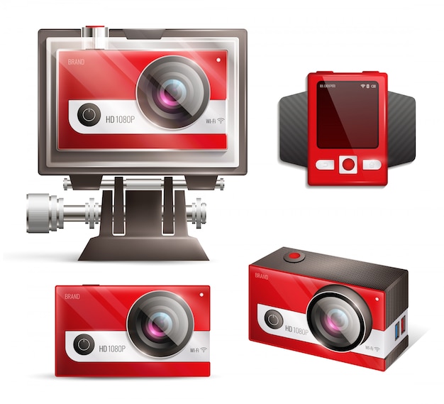Gratis Vektor action camera sæt