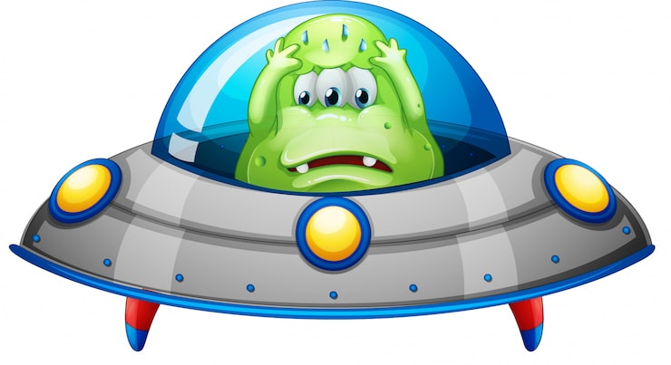 Gratis Vektor alien i ufo-scen