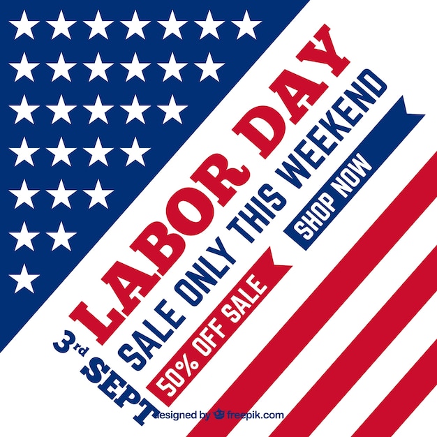 Gratis Vektor amerikansk labor day-udsalg med fladt design