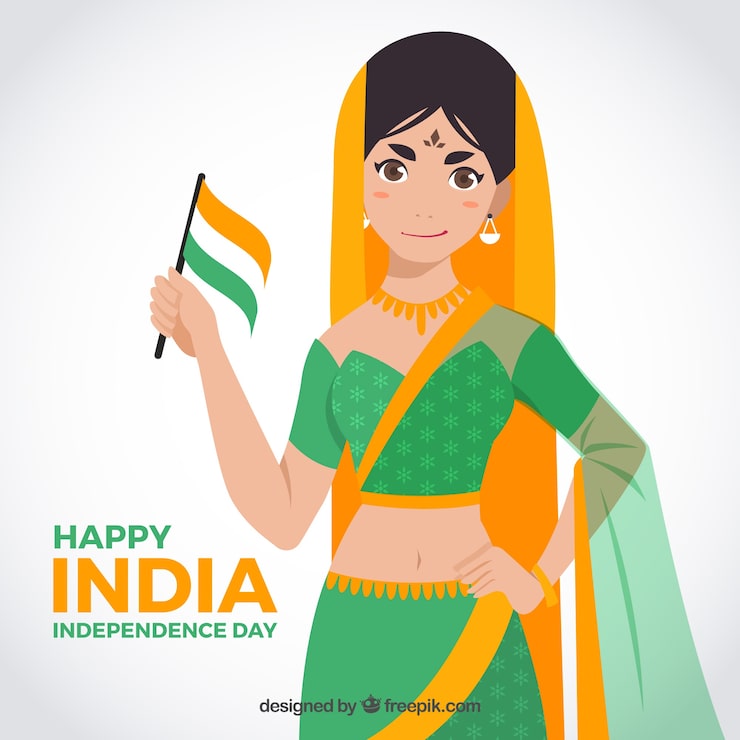 Gratis Vektor bakgrund av flicka som firar indiens självständighetsdag