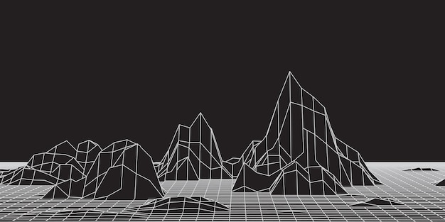 Gratis Vektor banner med lav poly wireframe abstrakt design