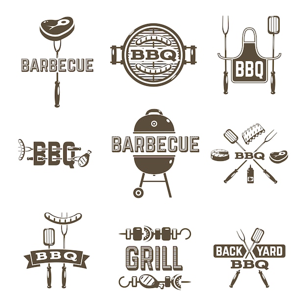 Gratis Vektor barbecue- og grillmærker