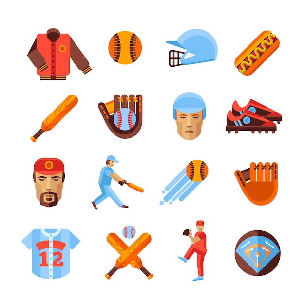 Gratis Vektor basebollikoner set