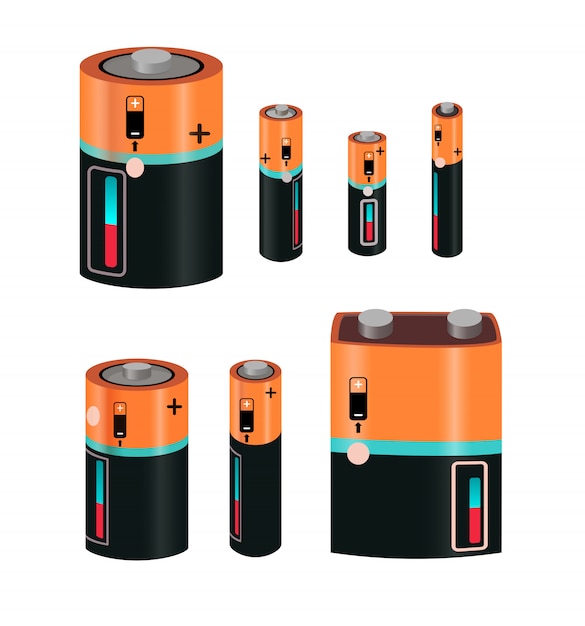 Gratis Vektor batterityper - set