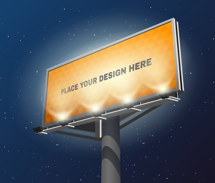 Gratis Vektor billboard oplyst nat billede