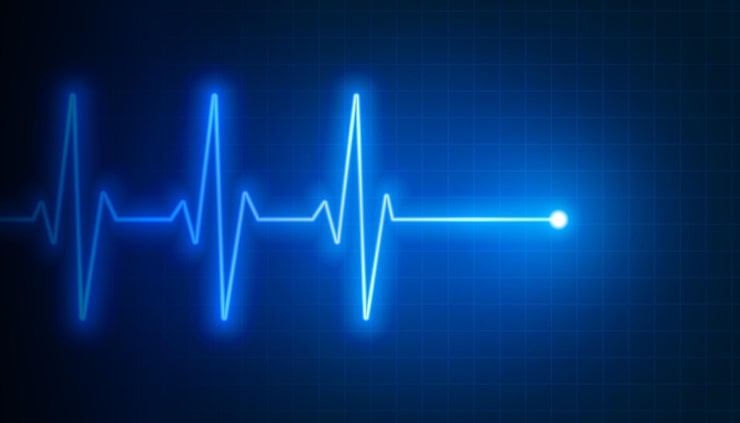 Gratis Vektor blå neon ekg hjerterytme kardiograf baggrund