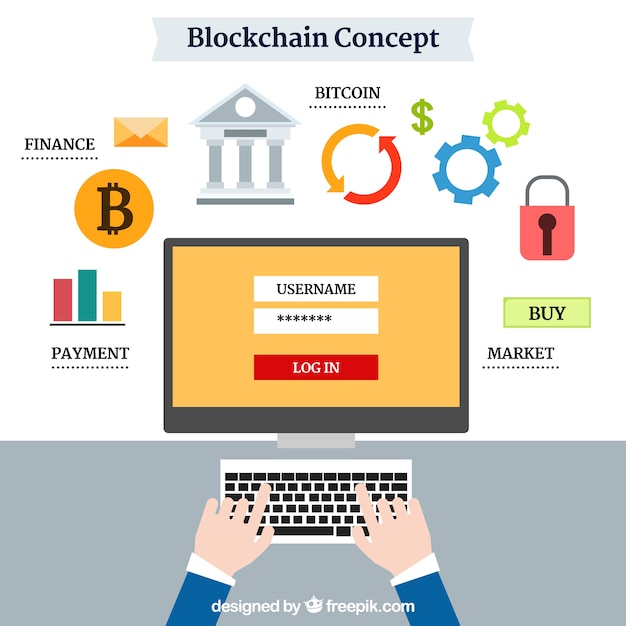 Gratis Vektor blockkedjekoncept