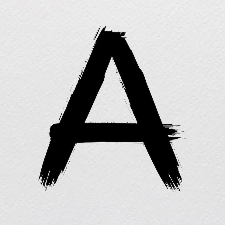 Gratis Vektor bogstav a penselstrøg typografi vektor
