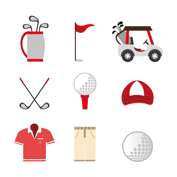 Gratis Vektor bundle af golfsæt ikoner