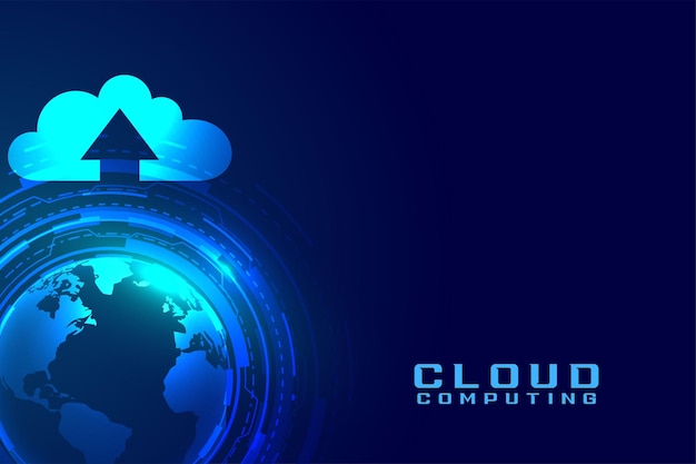 Gratis Vektor cloud computing techno baggrund til opadgående upload pil