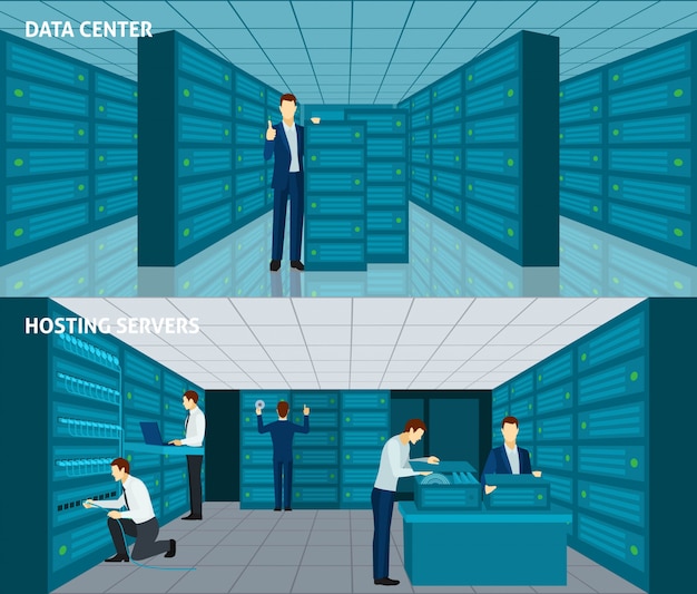 Gratis Vektor datacenter banner set