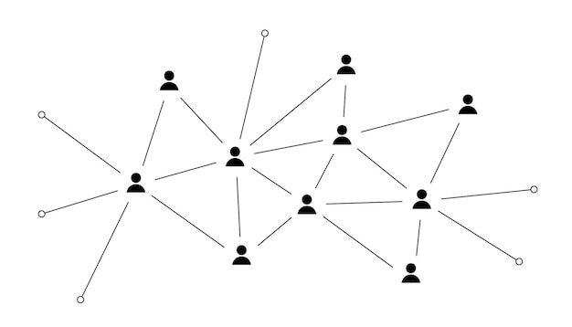 Gratis Vektor diagramskabelon for webteam, der forbinder mennesker, til digital markedsføring